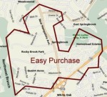Easy Purchase located on a modern map of the area around Colesville, Md.