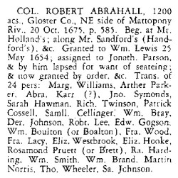 Col. Abrahall Patent 1675