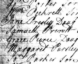 Birth Record for Samuell Prewtt in Northumberland Co., Va.