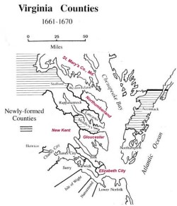 Virginia Counties Around 1670